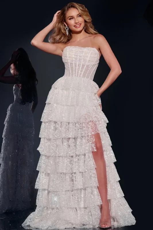 Can't Miss Jovani 40031 A Line Formal Long Sequin Layered Prom Dress