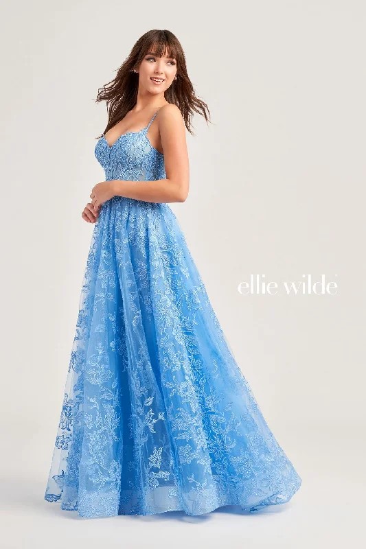 Inventory Reduction Ellie Wilde EW35226 Long Formal A Line Pocket Prom Dress