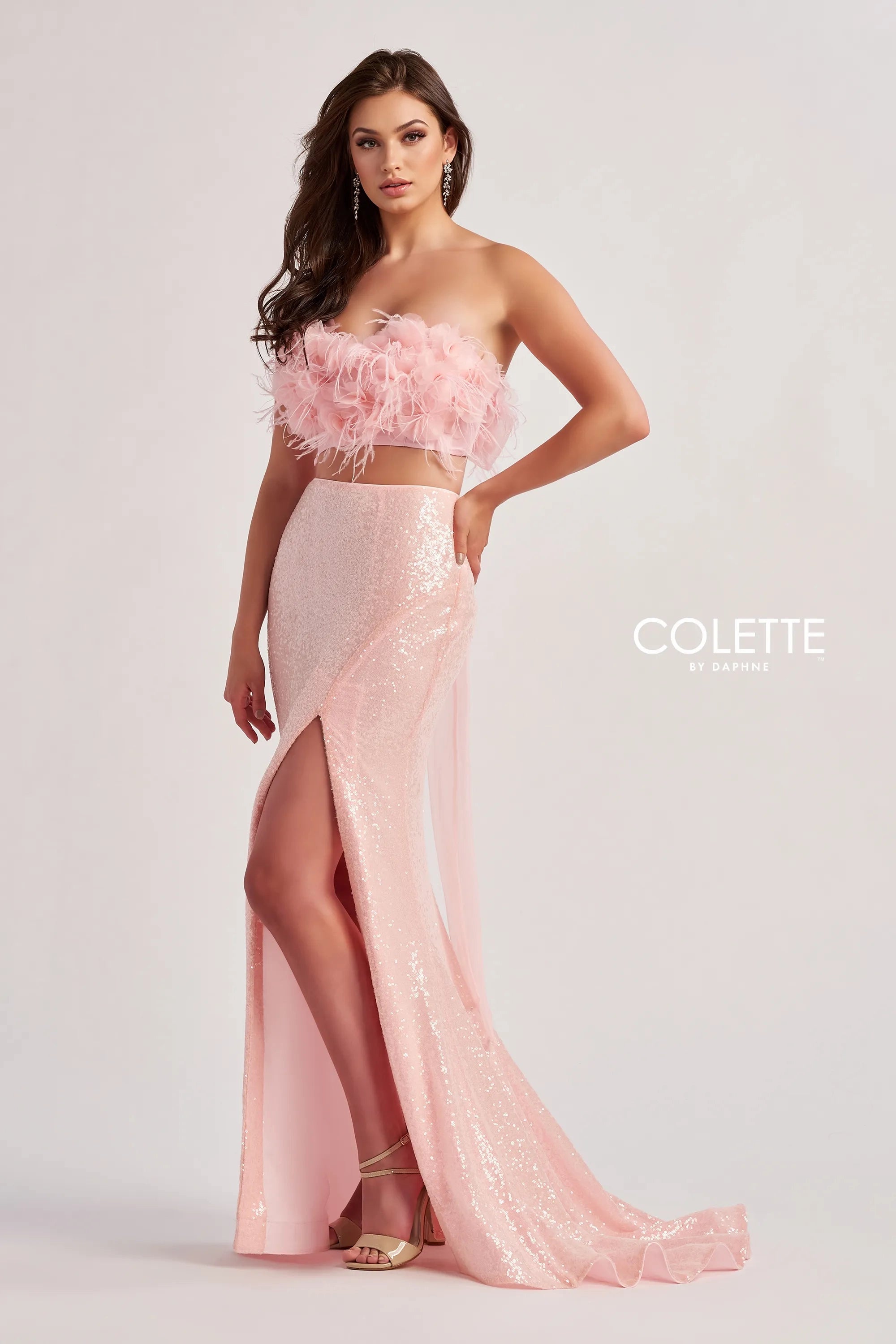 Price Rollback Colette by Daphne CL8450 Long Feather Sequin Formal Mermaid Prom Dress Price Rollback Colette by Daphne CL8450 Long Feather Sequin Formal Mermaid Prom Dress