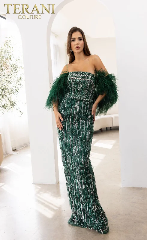 Special Price Terani Couture 241GL2603 Beaded Long Formal Evening Dress