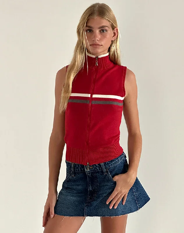 Bargain Prices Tabeya Sleeveless Knit Jacket in Red