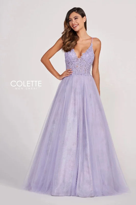 Exclusive Savings Colette CL2009 Glitter Print Long Prom Beaded Formal Ball Gown