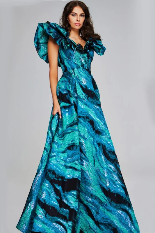 Special Buy Jovani 40696 Long Printed A Line Formal Evening Dress