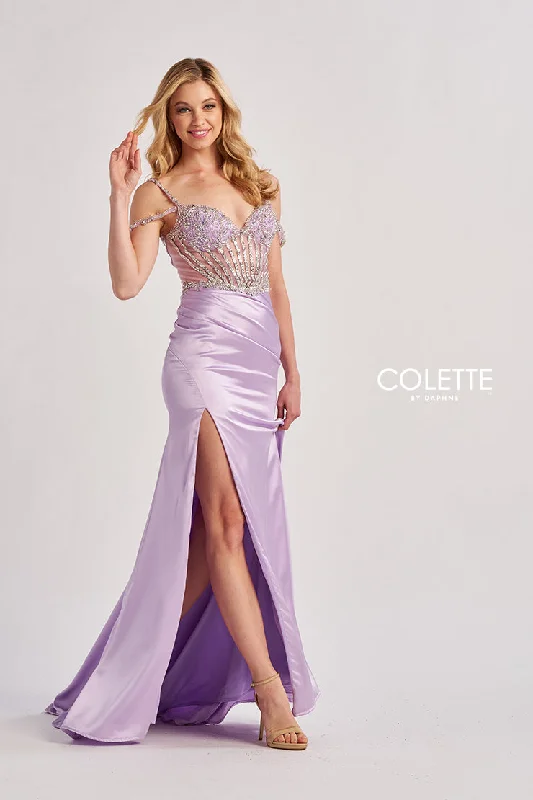 New Markdowns Colette by Daphne CL8460 Beaded Long Slit Formal Mermaid Prom Dress