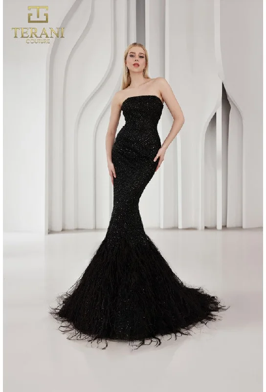 Steals and Deals Terani Couture 251P4303 Long Mermaid Formal Beaded Prom Dress