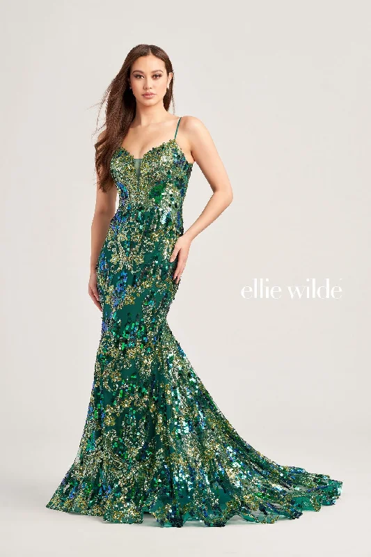 Deal Zone Ellie Wilde EW35228 Long Mermaid Glitter Formal Prom Gown