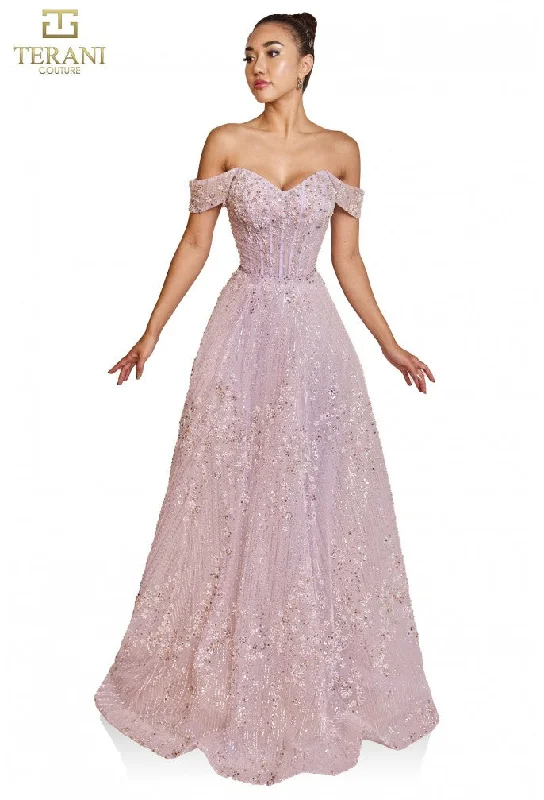 Online Only Terani Couture 251P4041 Long A Line Formal Prom Dress