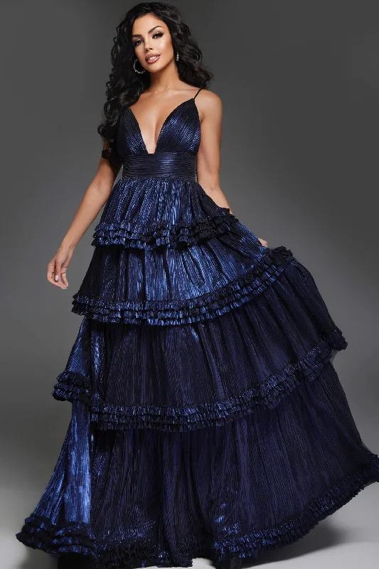 Unmissable Offer Jovani 38296 Formal Tiered Metallic Long Ball Gown Prom Dress