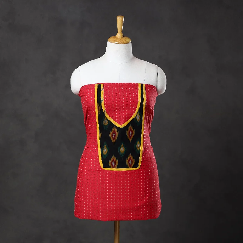 Bonus Savings Red - Patchwork Cotton Jacquard Kurta Material (3m) 11