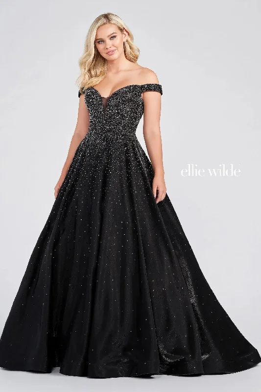 Price Buster Ellie Wilde EW122106 Long Beaded Ball Gown Pocket Prom Dress