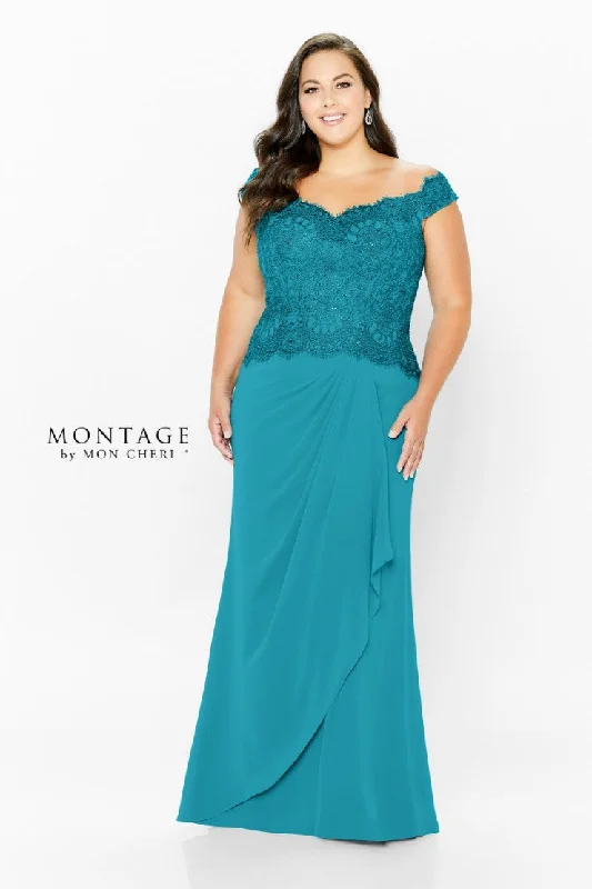 Major Savings Montage 116937 Long Beaded Lace Fit Formal Dress