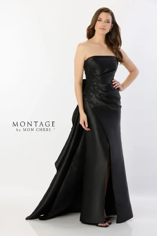 Can't Miss Montage M2235 Long Lace High Slit Formal Evening Dress
