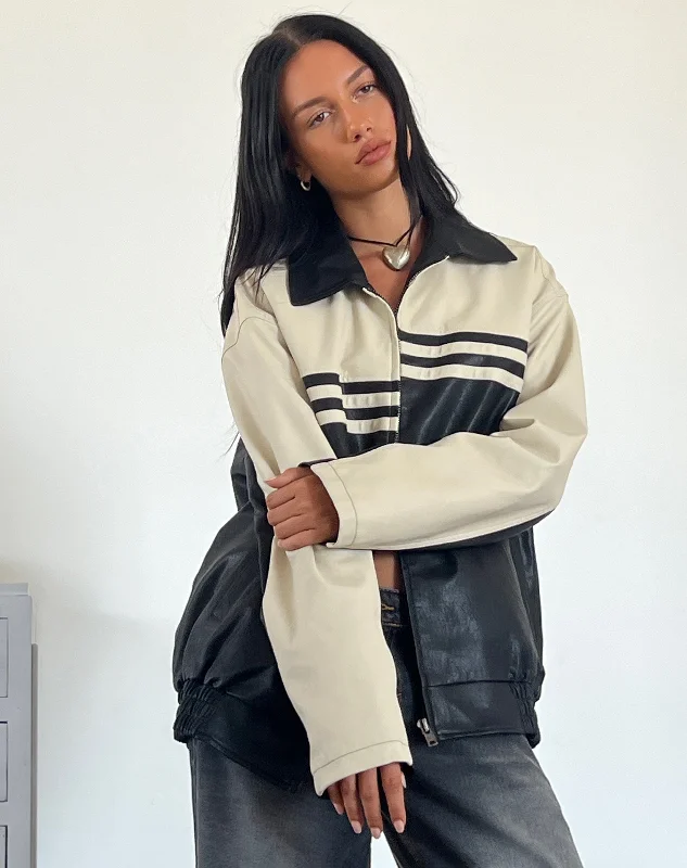 Early Access Calista Jacket in PU Black with Ivory