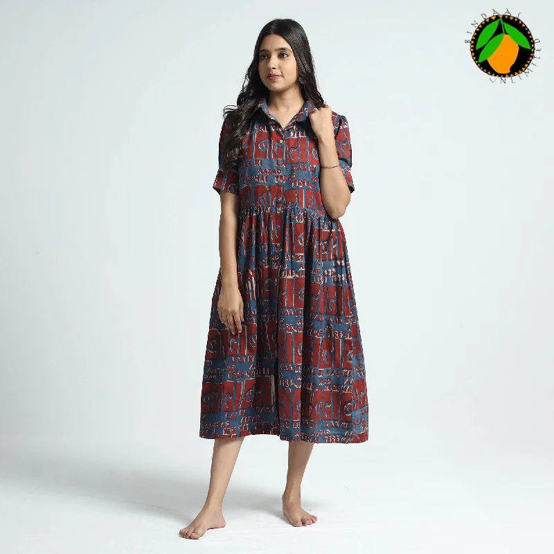 Epic Deals Red & Blue - Bindaas Art Block Printed Cotton Dress