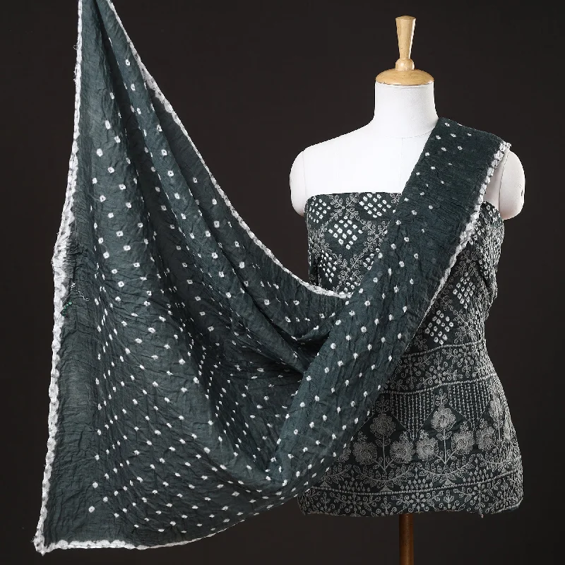 Special Savings Grey - 3pc Kutch Bandhani Tie-Dye Satin Cotton Suit Material Set 20 Special Savings Grey - 3pc Kutch Bandhani Tie-Dye Satin Cotton Suit Material Set 20
