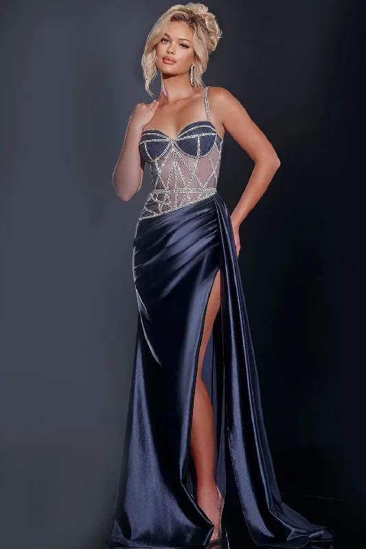 Closeout Sale Jovani 40506 Long Formal Beaded Corset Overskirt Prom Dress