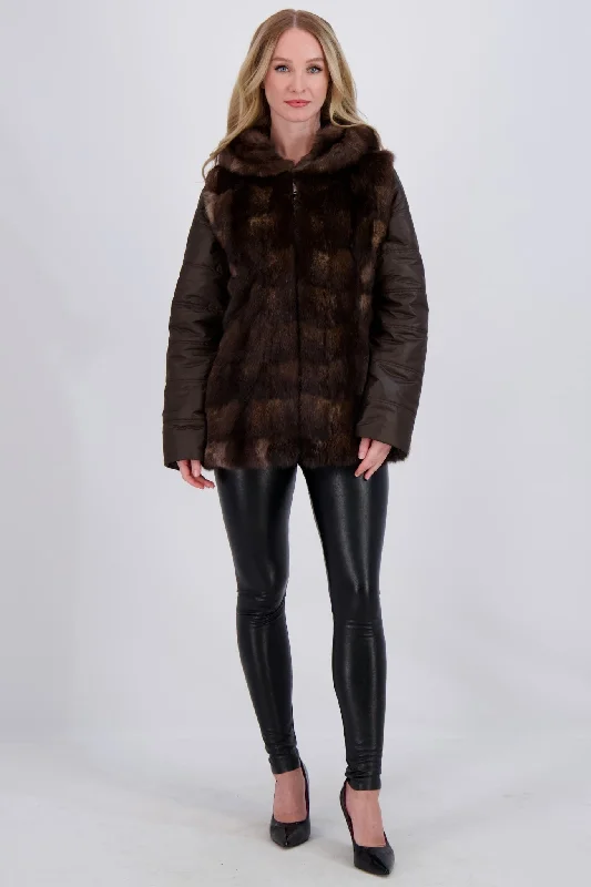 Price Rollback SABLE QUILTED JACKET W/ HOOD & DETACHABLE SLEEVES