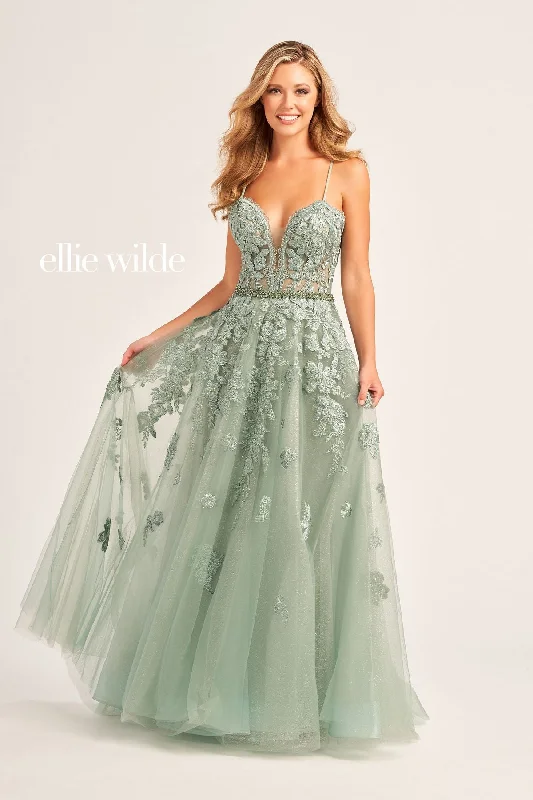 Price Cut Ellie Wilde EW35016 Long Formal Beaded Prom Gown