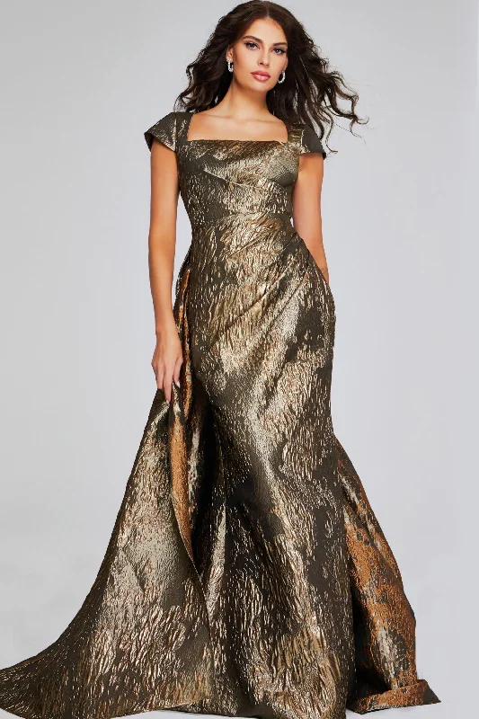 Crazy Deals Jovani 40295 Long Metallic A Line Formal Evening Dress