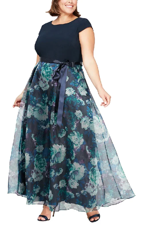 Exclusive Savings SL Fashions 9441141 Plus Size Floral Printed Organza Skirt Long Dress