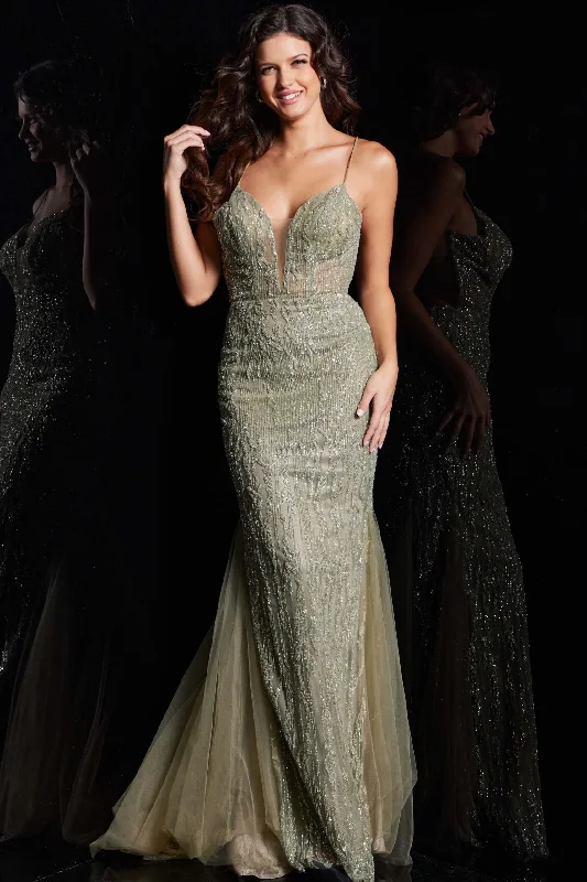 Exclusive Savings Jovani 39292 Beaded Long Formal Sequin Mermaid Prom Dress