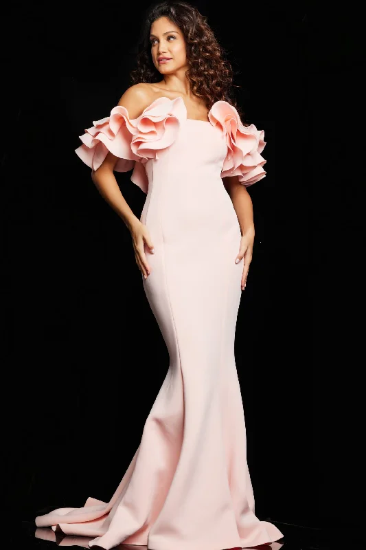 Blowout Deals Jovani 24280 Ruffle Sleeve Long Formal Dress
