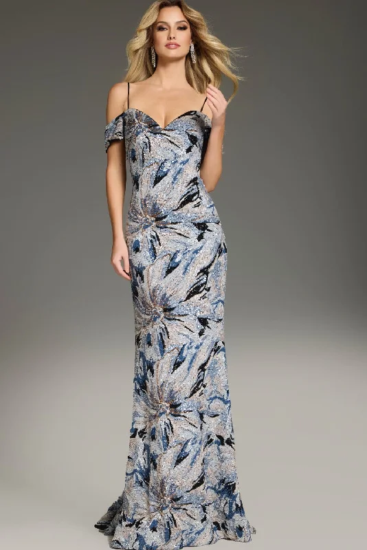 Closeout Jovani 39425 Long Fitted Formal Sequins Evening Prom Dress