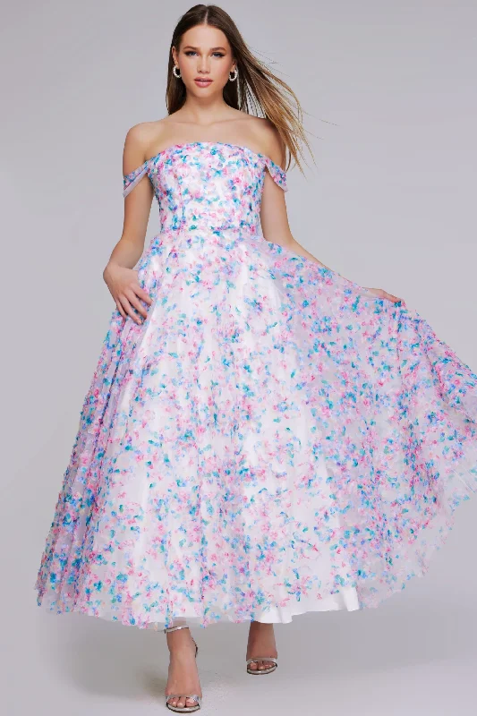 Weekend Special Jovani K26292 Long A Line Floral Print Formal Girls Dresses