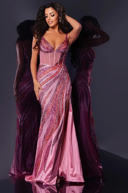 Bargain Prices Jovani 44577 Long Beaded Formal Halter Neck Gown Prom Dress