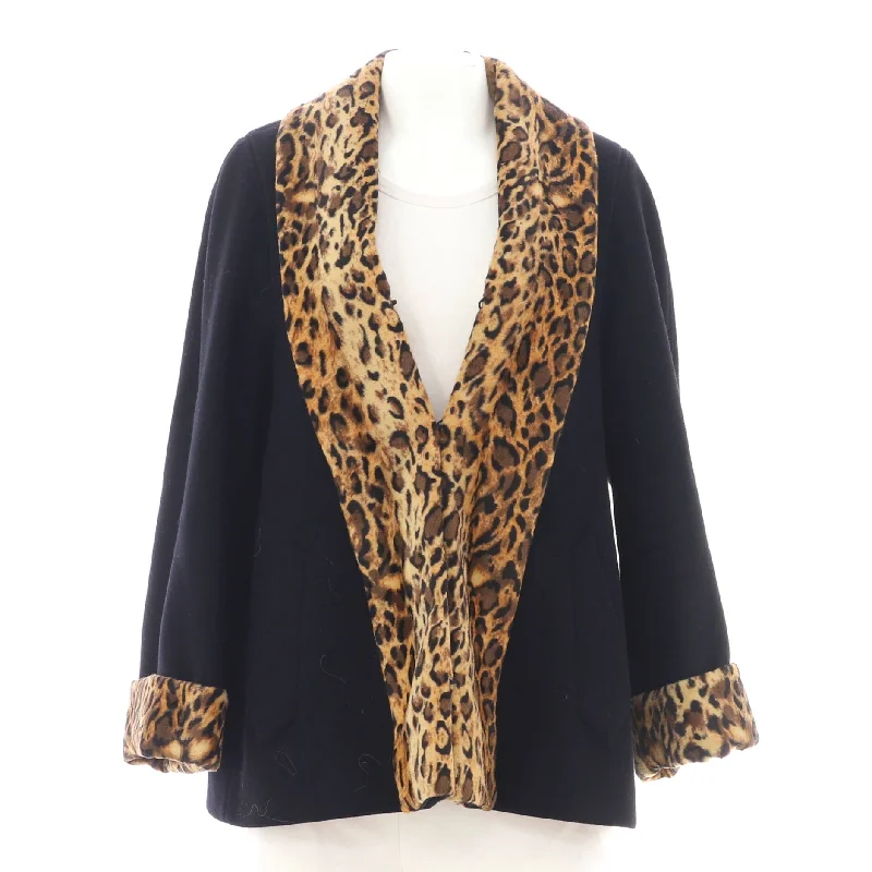 Limited Edition Women's Leopard Panels Coat Wool Blend
