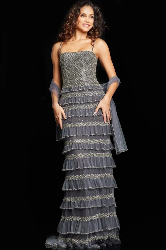 Quick Sale Jovani 36816 Beaded Ruffle Long Formal Dress