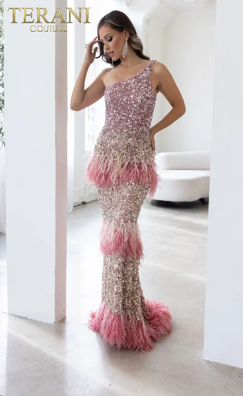 Shop and Save Terani Couture 241GL2602 Glittered Long Formal Evening Dress