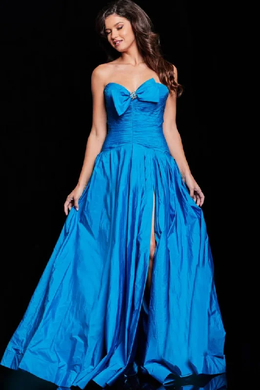 Hurry In Jovani 37066 Long Pleated Formal Slit Evening Dress