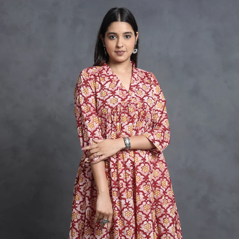 Can't Miss Pink - Hand Batik Printed Cotton Flared Gher Dress