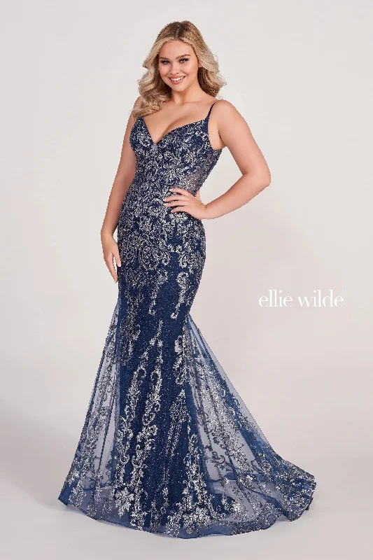 Steals and Deals Ellie Wilde EW34056 Fitted Long Formal Evening Prom Dress
