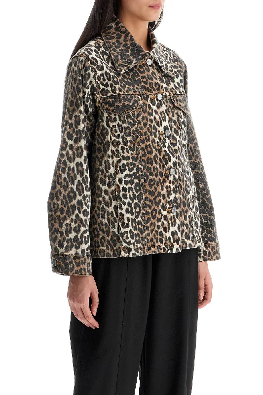 Special Savings Ganni "leopard Print Denim Jacket"