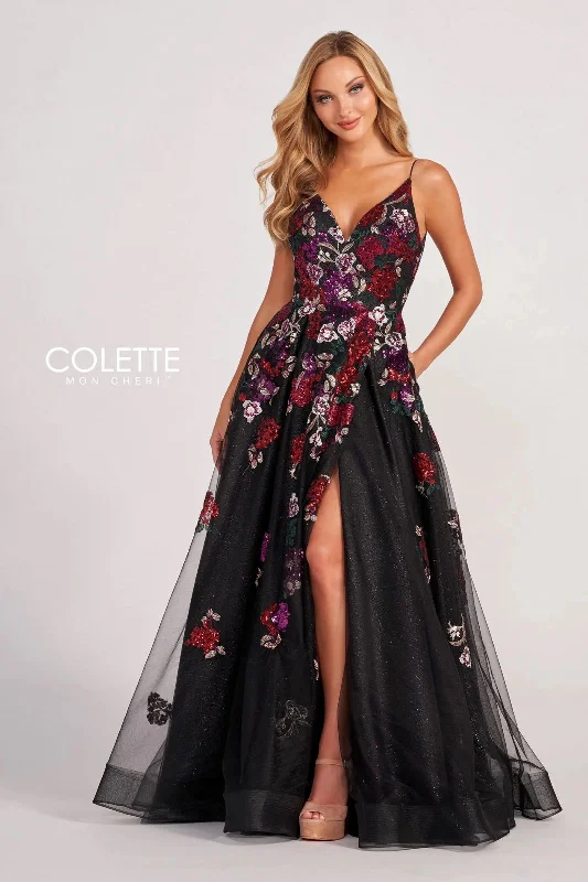 Best Seller Colette CL2069 Long Formal Floral Beaded Applique Prom Dress
