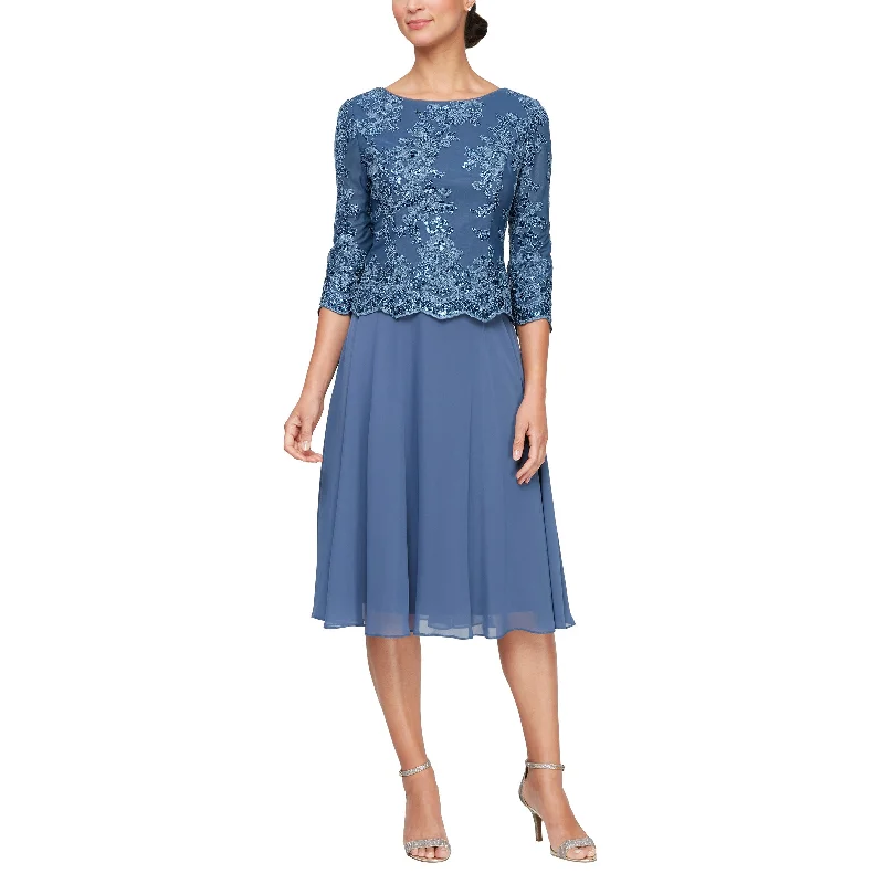 Daily Deals Alex Evenings 81171579 Short Mother of the Bride Tea Length Dress