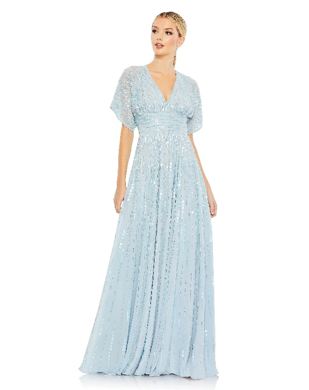 Shop and Save Mac Duggal 10807 Beaded A Line Long Formal Evening Gown