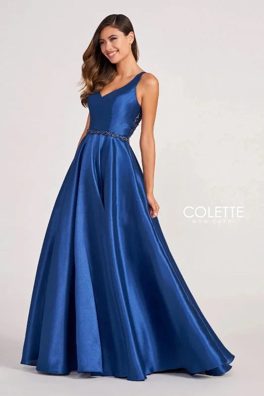 Final Sale Colette CL2034 Prom Long Beaded Waistband Formal Dress