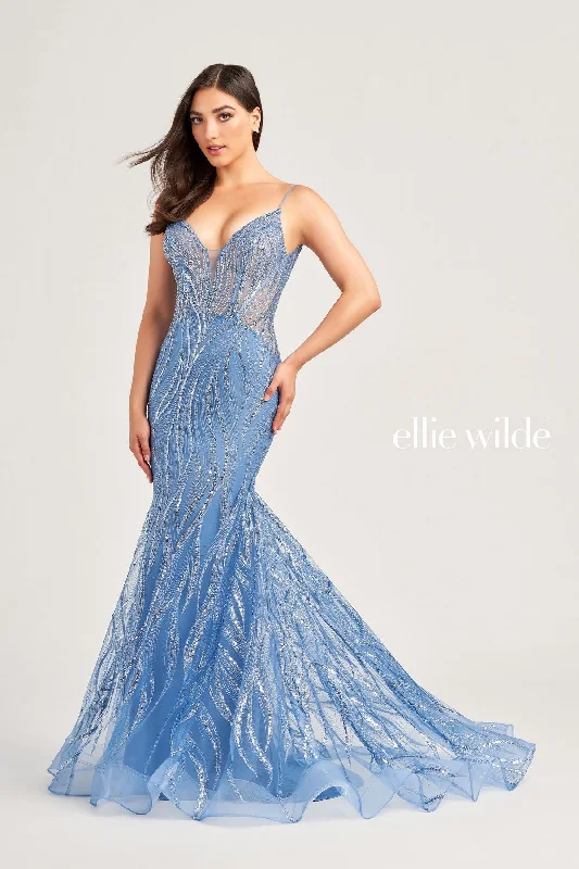 Midnight Madness Ellie Wilde EW35098 Long Formal Fitted Evening Prom Dress