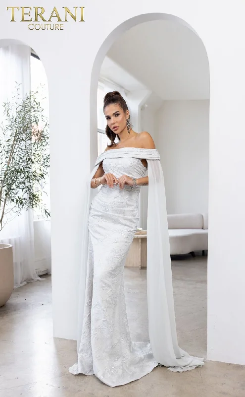 Lowest Price Terani Couture 241M2721 Cape Evening Long Mother of the Bride Dress