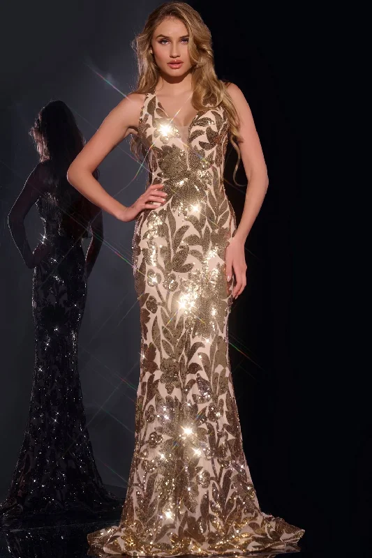 Overstock Sale Jovani 40675 Formal Long Beaded Sequins Evening Prom Dress