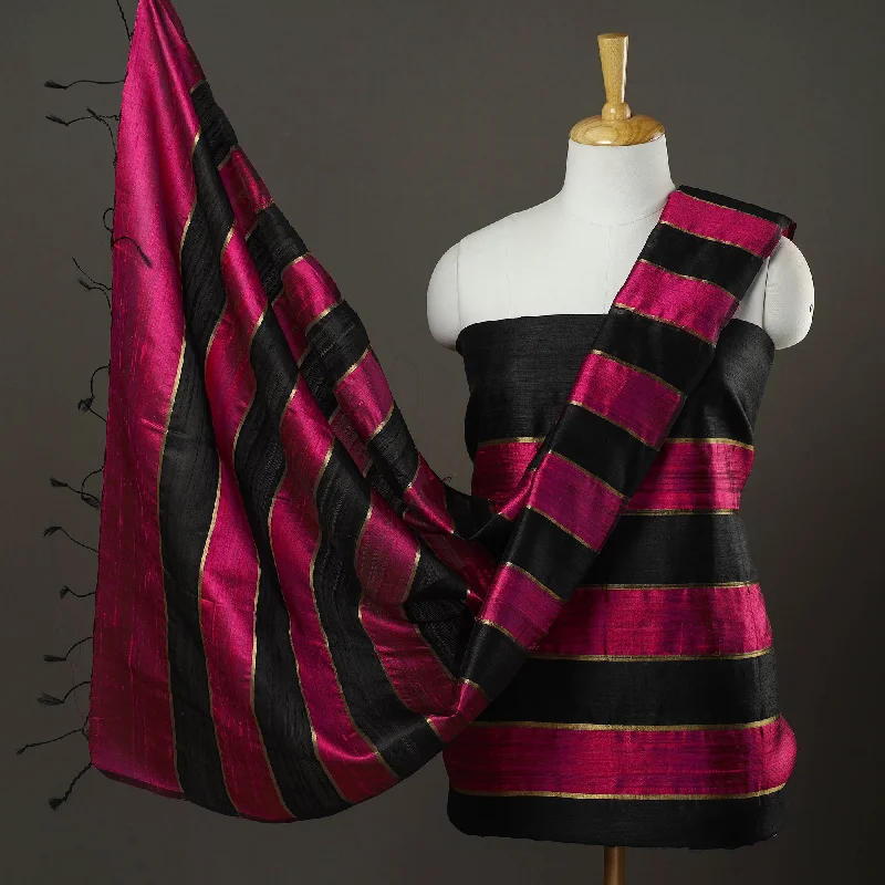 Take Advantage Black - 3pc Bhagalpuri Tussar Silk Dress Material Set 12