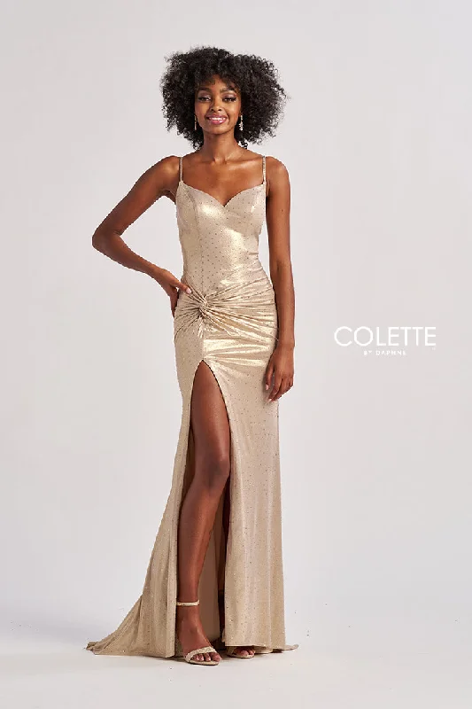 Today Only Colette by Daphne CL8575 Long Mermaid Fit Formal Metallic Prom Dress