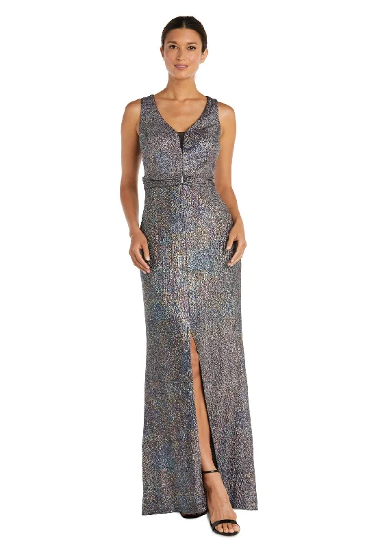 Special Discount R&M Richards 9128P Long Metallic Formal Petite Dress