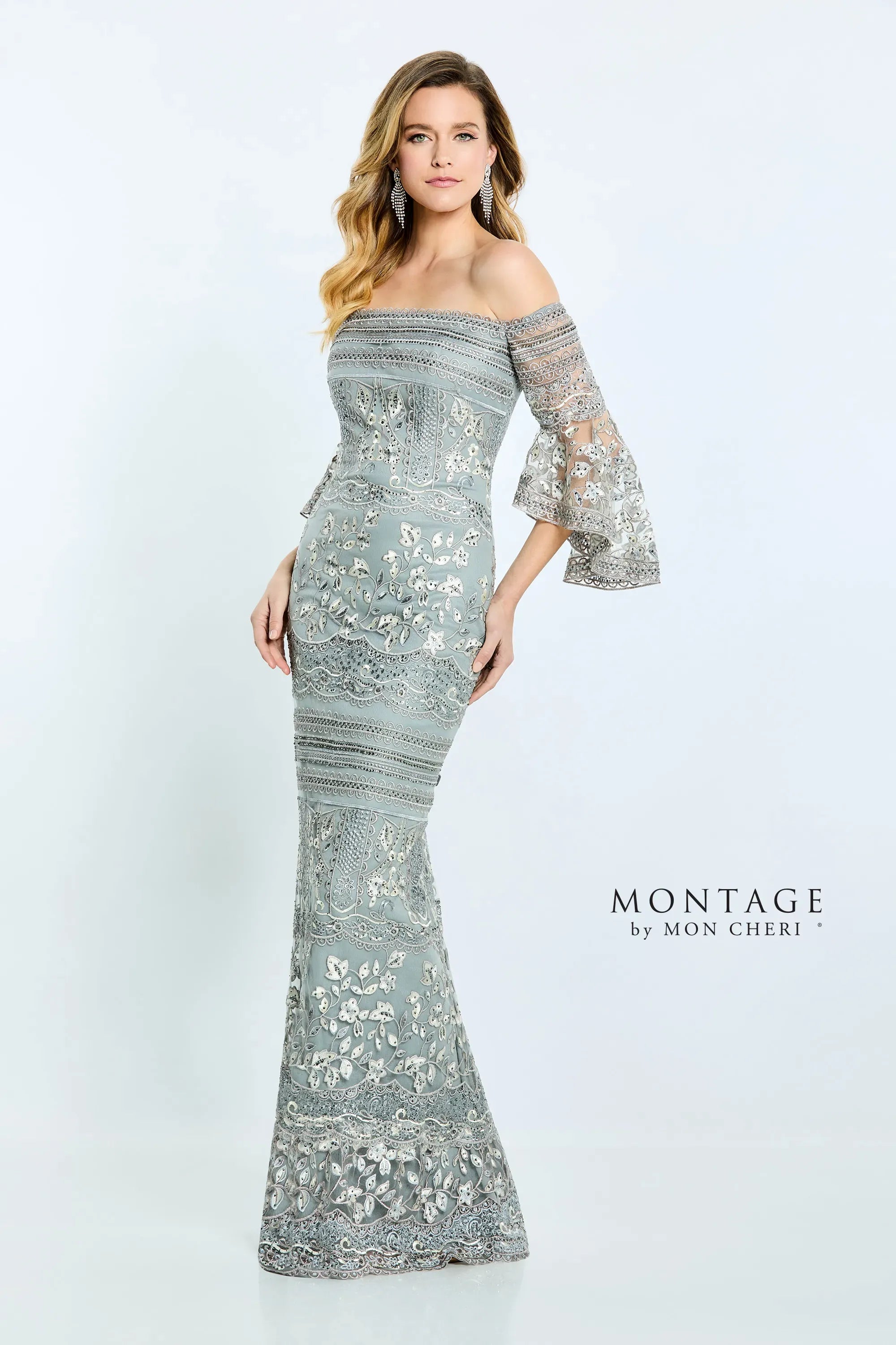 Buy Now Montage M514 Formal Beaded Lace Long Fitted Evening Dress