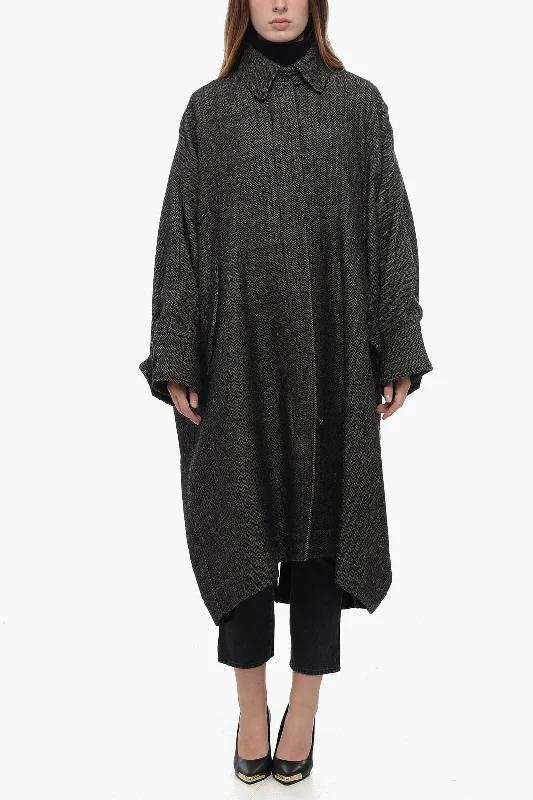 Best Seller Petar Petrov Blended Linen Oversized Trench with Herrinbone Motif