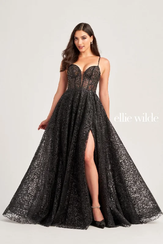 Customer Appreciation Sale Ellie Wilde EW35216 Long Beaded Formal Pocket Prom Dress