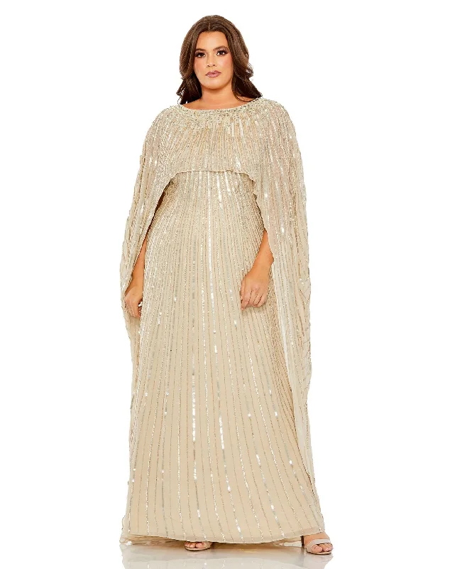 Get It Before It’s Gone Mac Duggal 93993 Plus Size Long Cape Formal Gown